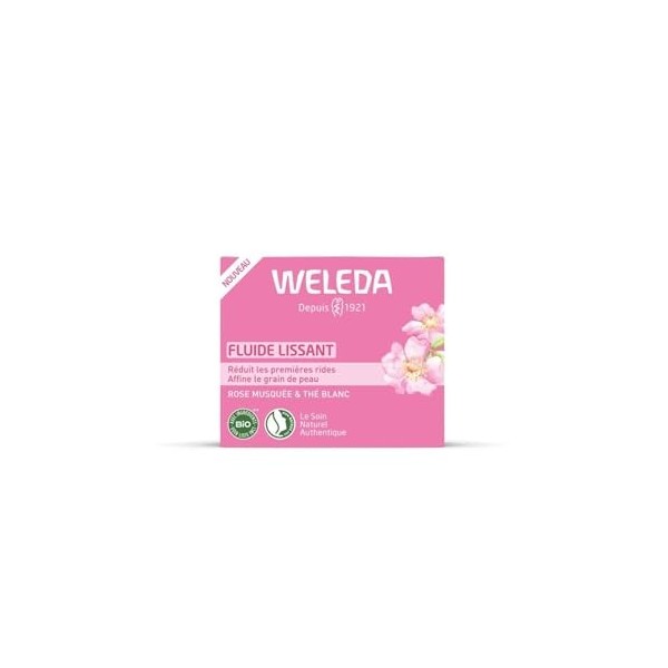 WELEDA – Fluide Visage Lissant à la Rose Musquée et Thé Blanc, Hydratation Douceur 40mL Lunité
