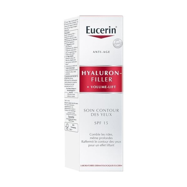EUCERIN – Soin Anti-âge SPF 15 Volume Lift, Hydratation Raffermissante à l’Acide Hyaluronique 15 mL - Vendu par unité