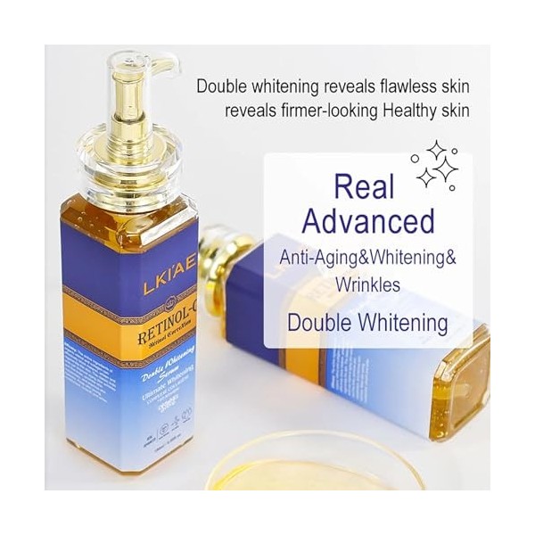 LKIAE Ultimate Double sérum blanchissant au rétinol pour le visage et le corps, réduit les rides et les taches sombres, hydra...