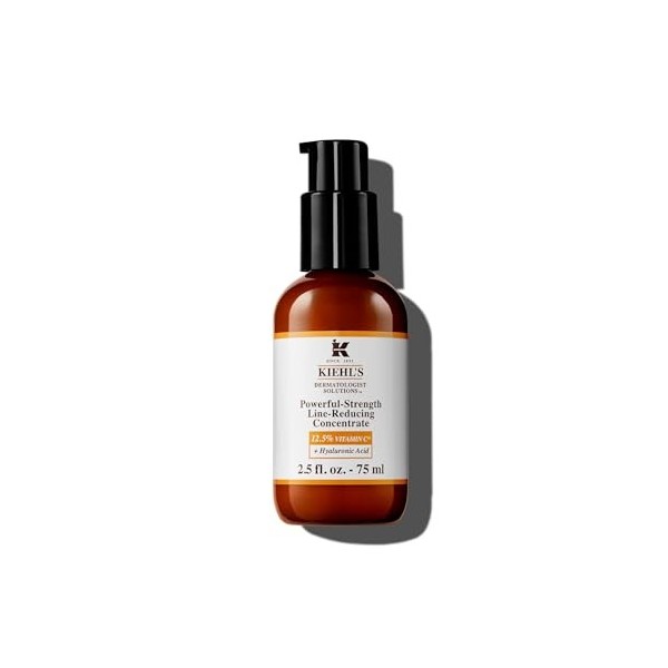 Kiehls, Sérum Visage Anti-Rides, Powerful-Strength Line-Reducing Concentrate, Riche en Vitamine C à 12,5% et en Acide Hyalur ...