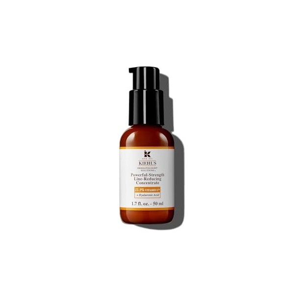 Kiehls, Sérum Visage Anti-Rides, Powerful-Strength Line-Reducing Concentrate, Riche en Vitamine C à 12,5% et en Acide Hyalur ...