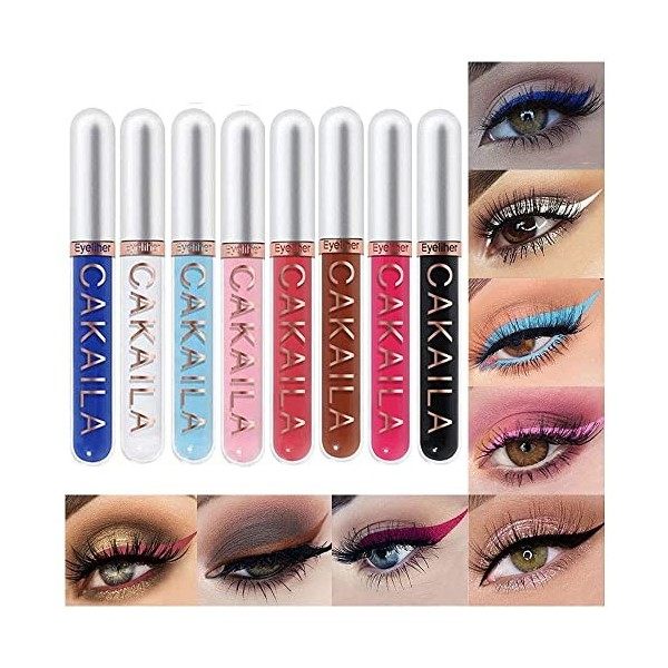 Kit Eyeliner Liquide Mat 8 Couleurs, Imperméable Longue Durée Séchage Rapide Lisse Sans Taches Stylo Eyeliner Liquide Coloré 