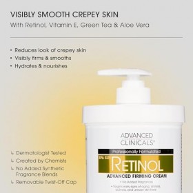 Advanced Clinicals Retinol Cream. Value Set- Two spa size 16oz bottles with pump. Best Anti-Wrinkle Cream with Retinol and An