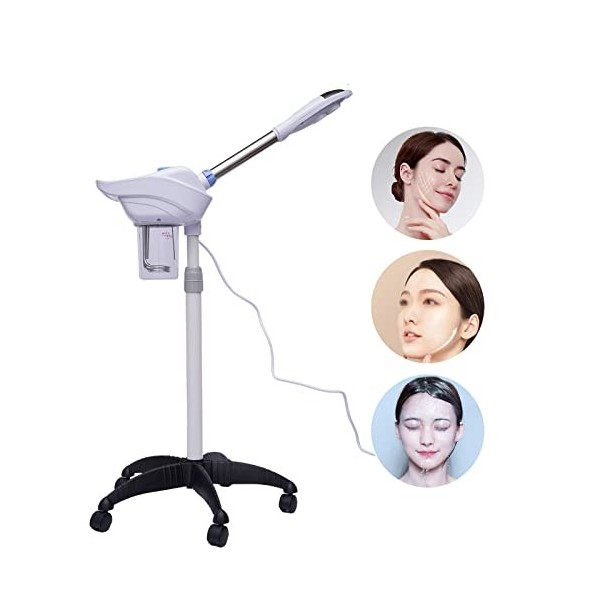 Vaporisateur facial sur roues Digital Vaporisateur Sauna facial Évaporation Buse rotative à 360 ° pour les ménages, les salon