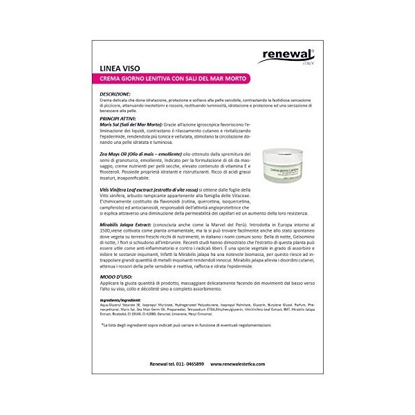 Crème jour Lenitiva avec Sels de la Mer Morte -200 ml