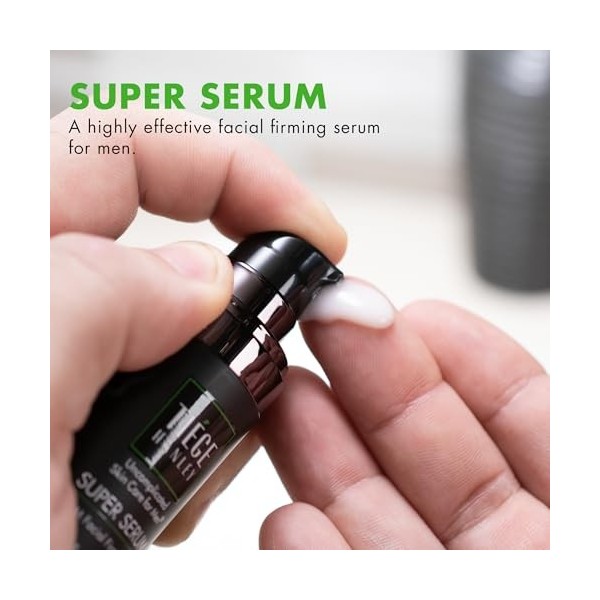 Tiege Hanley Lot de 2 sérum raffermissant pour le visage matin et nuit pour homme Super sérum | Hyaluronate de sodium et pa