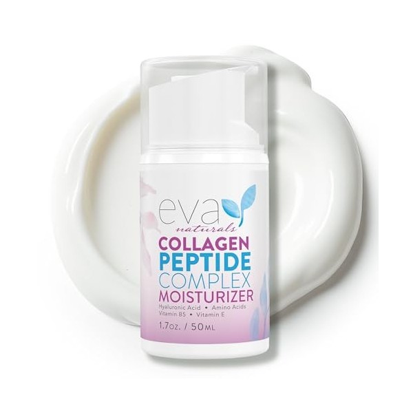 Eva Naturals Peptide hydratant au collagène pour le visage – Hydratant anti-rides pour le visage – Crème visage multi-peptide...