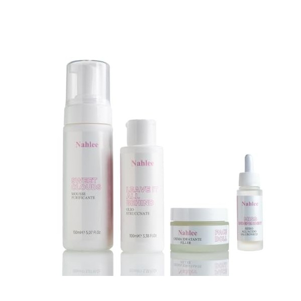 Nahlee Kit MyDoll, kit de soin du visage, 4 produits, nettoyant, souris, sérum et crème