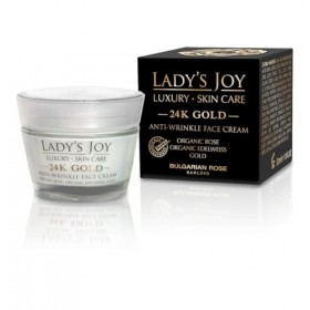 Ladys Joy Crème visage anti-rides à lor 24 carats avec huile Rose bio et or 24 carats Rose bulgare 50 ml