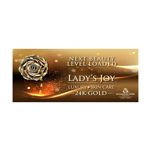 Ladys Joy Crème visage anti-rides à lor 24 carats avec huile Rose bio et or 24 carats Rose bulgare 50 ml