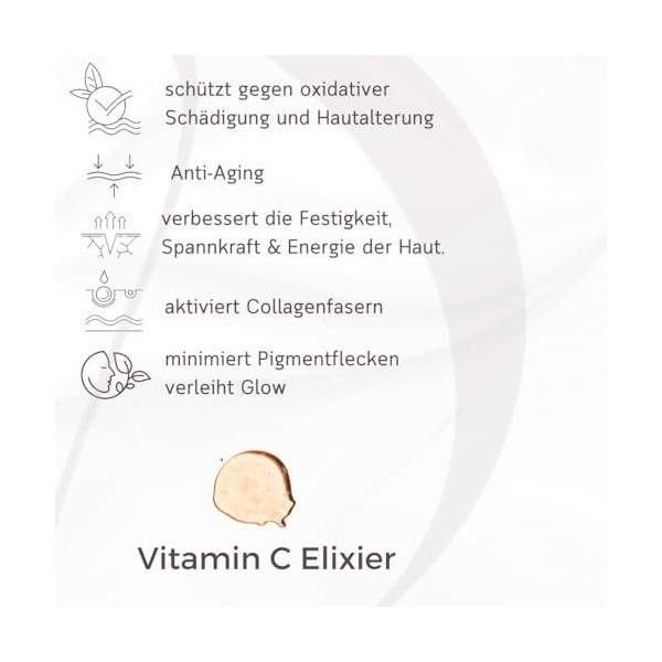 MAGE Vitamine C Elixir Sérum visage anti-âge avec 20 % de vitamine C, soin du visage contre le vieillissement de la peau, pou