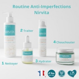 Routine Nirvita - Anti Acné - Anti Rougeurs - Anti imperfections - Crème Lavante 200 ml - Sérum Anti imperfections 30 ml - So