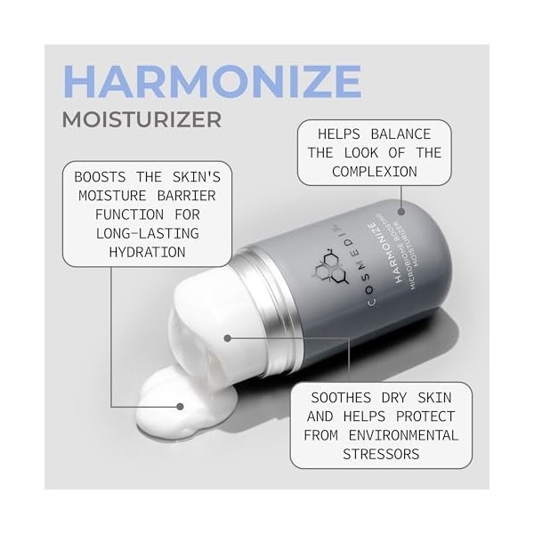 Cosmedix Harmonize Microbiome Boosting Moisturizer - Deeply Hydrates with Rich Prebiotic - Strengthens Your Skin’s Natural De