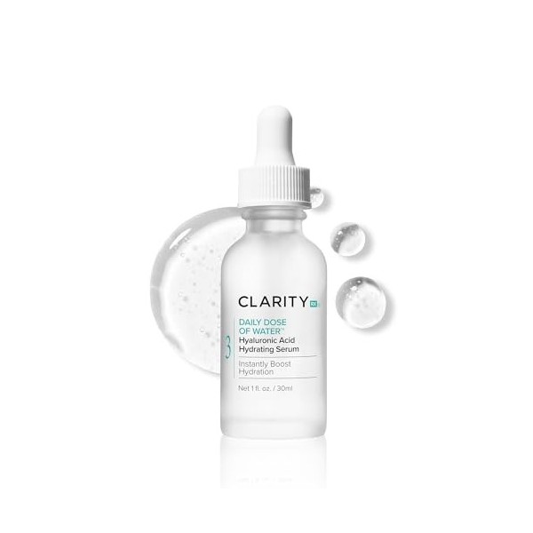 ClarityRx Daily Dose of Water, Hyaluronic Acid Hydrating Serum for All Skin Types Unscented 1 Fl Oz