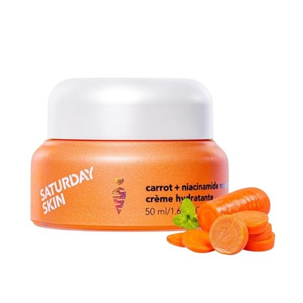 Saturday Skin Crème hydratante pour le visage avec carotte, niacinamide, céramides et centella asiatica, peptide, sans parabe