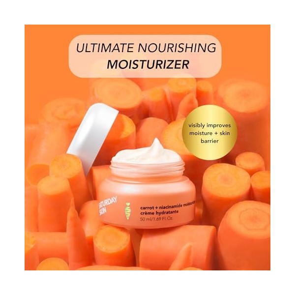 Saturday Skin Crème hydratante pour le visage avec carotte, niacinamide, céramides et centella asiatica, peptide, sans parabe