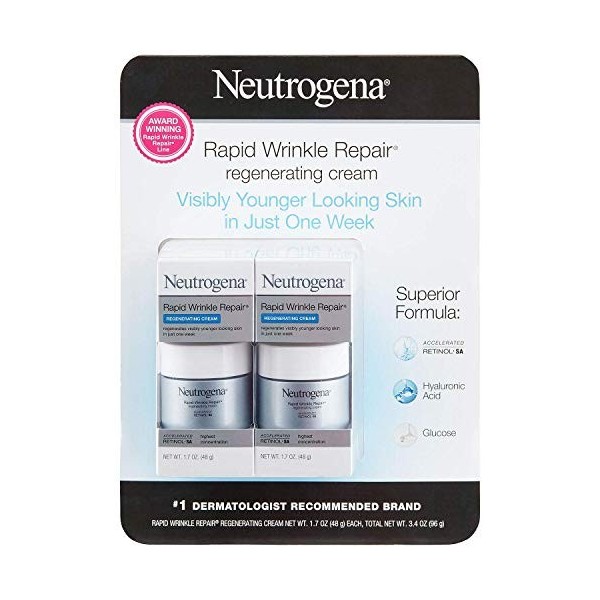 Neutrogena Rides rapide réparation rétinol Régénérante Crème Visage et Acide Hyaluronique Anti rides hydratant visage, cou cr