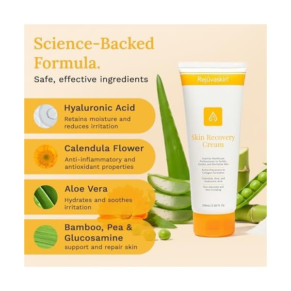 Rejuvaskin Skin Recovery Crème hydratante à laloe vera pour peaux sensibles, patients rayonnants et tatouages 100 ml