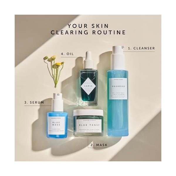 HERBIVORE Lapis Blue Tansy Balancing Face Oil – Moisturizer for Oily, Blemish-Prone Skin, Soothes Redness, Azulene-Rich Blue 