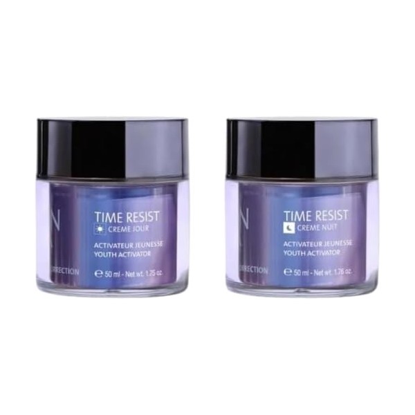 Jeunesse & Fermeté Jour/Nuit - Time Resist Jour 50ml + Time Resist Nuit 50ml - Crème Anti-Âge, Réduit Rides & Ridules - Activ...