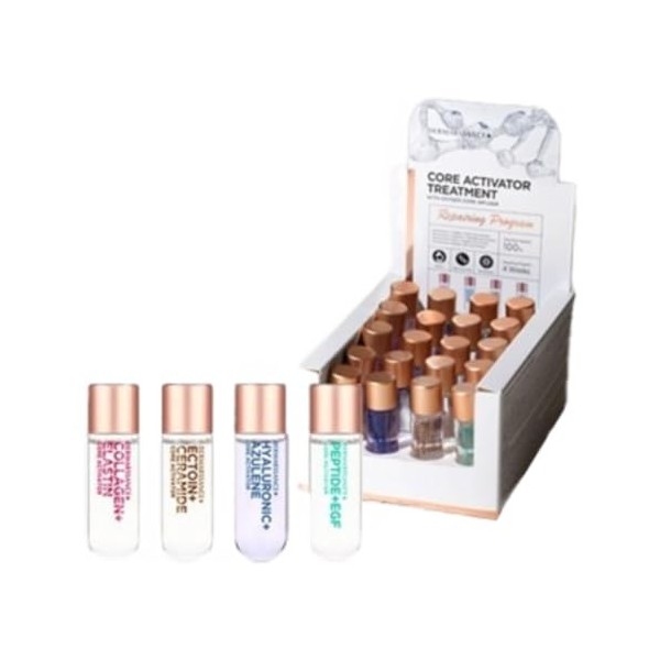 DERMARSSANCE - Core Activator - 20 Ampoules - Hyaluronique, Azulène, Collagène, Élastine, Peptides, EGF, Ectoïne, Céramide - 