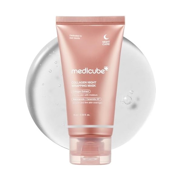 medicube Masque de Nuit Wrapping au Collagène Peel-Off | Soin Élasticité & Hydratation | Effet Glass Skin Repulpant | Anti-Re...