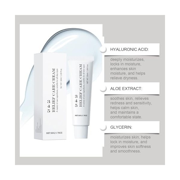 345 Relief Cream de soulagement, crème dhydratation pour le visage, calmant et hydratant profond hydratant pour la peau gras