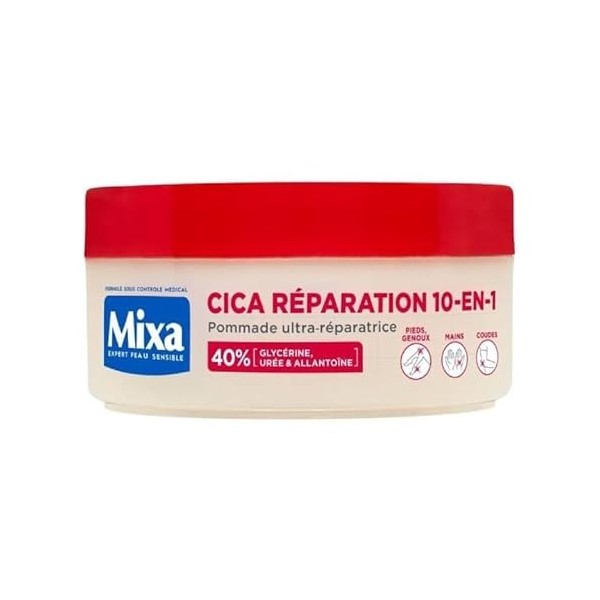 Mixa Expert Peau Sensible - Pommade Ultra-Réparatrice Cica Réparation 10-en-1 - Peaux Extra Sèches et Rugosités - Pieds, Geno...