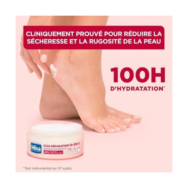 Mixa Expert Peau Sensible - Pommade Ultra-Réparatrice Cica Réparation 10-en-1 - Peaux Extra Sèches et Rugosités - Pieds, Geno...