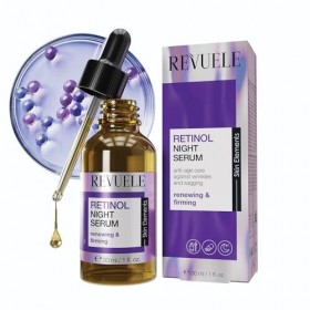 REVUELE Retinol Night Sérum Anti-âge Intensif Avec Rétinol et Acide Hyaluronique - Sérum de Nuit au Rétinol, Régénérant, Amél