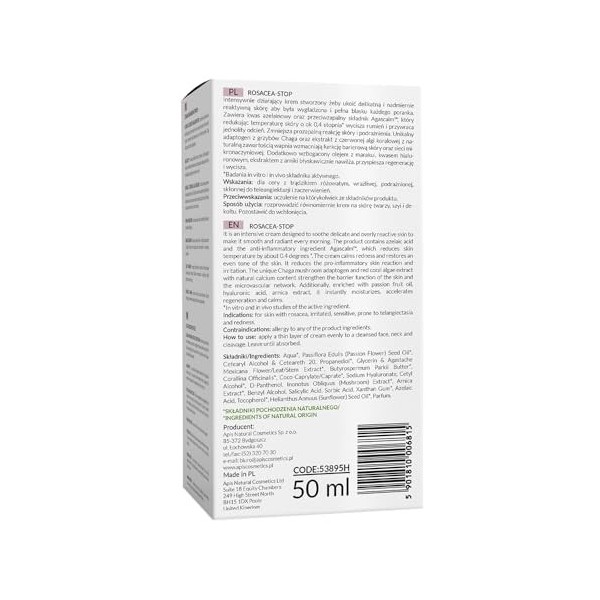 Apis ROSACEA-STOP Crème Apaisante, Réduit les rougeurs, Anti-inflammatoire, Calme les érythèmes, Renforce le teint Raffermit,