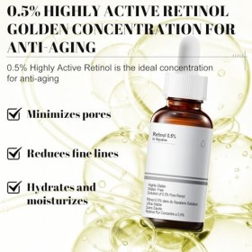 Retinol 0.5%, Retinol Serum Visage, Serum retinol, serum Anti Age, Atténue les Ridules et Raffermit la Peau, Convient À Tous 
