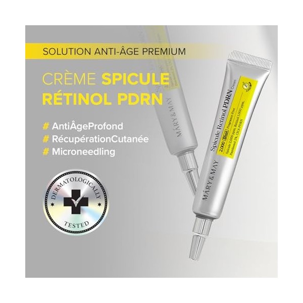 Mary&May Spicule - Crème au rétinol PDRN - Crème hydratante coréenne avec spirales marines et nano-liposome rétinol - Rafferm