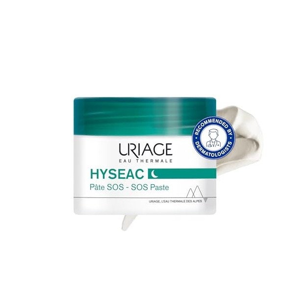 Uriage Hyseac Pâte SOS - Argile Verte, Zinc, Arbre à Thé - Accélère la Maturation des Boutons, Imperfections et Limite les Ma