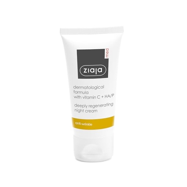 Ziaja Med Crème de nuit réparatrice pour le visage avec vitamine C et acide hyaluronique de nuit pour la peau 25+ et 40+