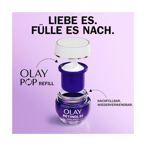 Olay Retinol 24 Crème De Nuit Visage Hydratante, Recharge, Soin Avec Vitamine E Antioxydante. Soin Nuit Anti-Âge: Lisse, Reno