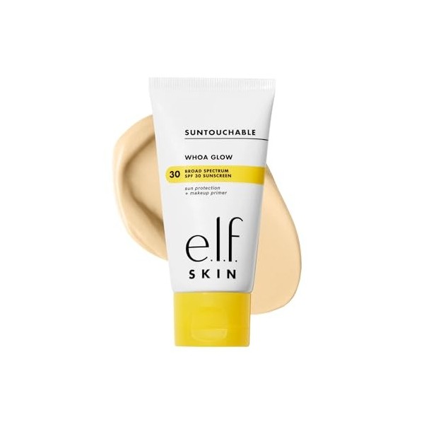 e.l.f. SKIN Suntouchable Whoa Glow SPF 30, Sunscreen & Makeup Primer for a Glowy Finish, Made With Hyaluronic Acid, Vegan & C