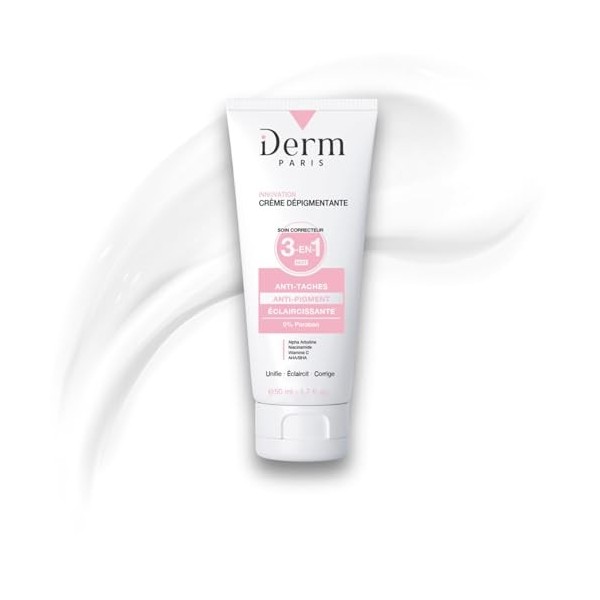 iDerm Paris - Crème Dépigmentante 3-en-1 Nuit - Anti-Taches, Anti-Pigment, Anti-Acné - Alpha Arbutine, Niacinamide, Vitamine 
