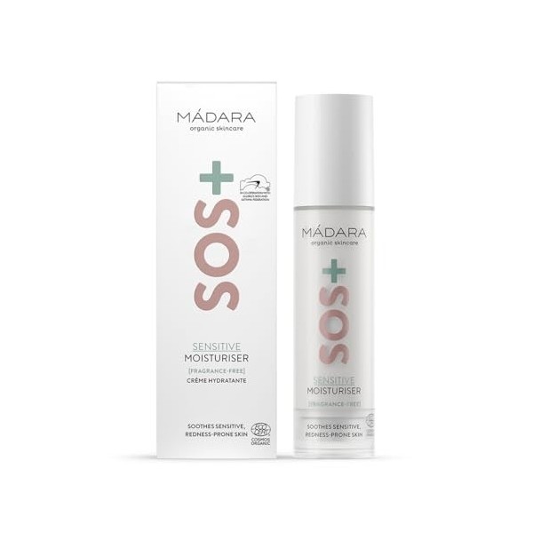 MÁDARA Organic Skincare | Hydratant SOS+ SENSITIVE, 50 ml - Hydratant Quotidien Léger Pour Les Peaux Sensibles Sujettes Aux R...