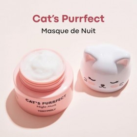 TONYMOLY Cats Purrfect Night Mask - Nourishing Overnight Mask for Hydration & Repair with Niacinamide & Centella, K-Beauty S ...