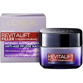 LOréal Paris Crème de nuit à lacide hyaluronique anti-âge avec micro-Filler acide hyaluronique pour hydrater et effet anti- C...