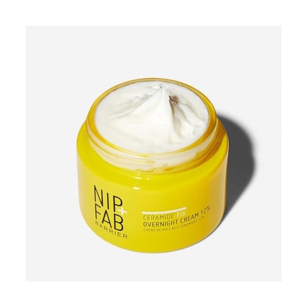 Nip+Fab Ceramide Fix Crème De Nuit 12% 50 ml, Luxueuse Pour Reconstituer La Barrière Cutanée, Soutien La Production DÉlastin