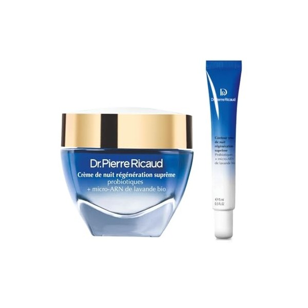 Dr Pierre Ricaud – Duo Nuit Crème et Contour Yeux Anti-Âge aux probiotiques et micro-ARN de lavande bio - Crème de Nuit Régén