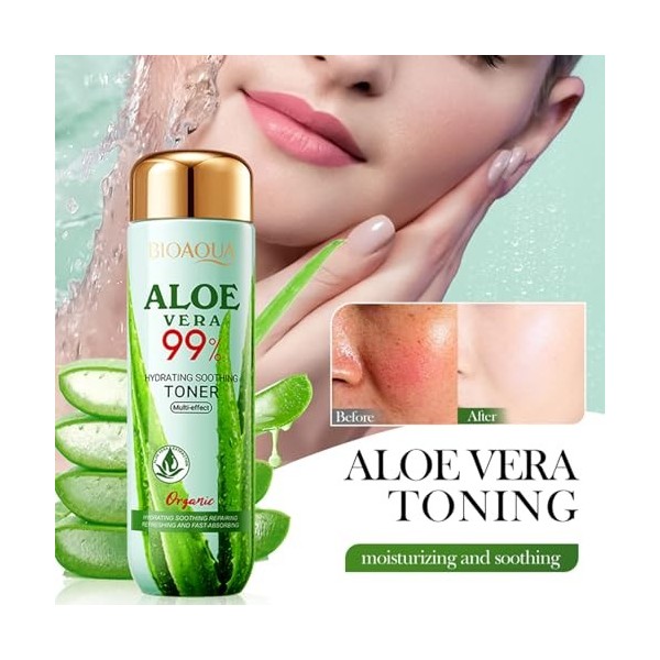 Tonique à Laloe Vera, Lotion Daloe Vera Hydratant Nourrissant, Hydrater Le Visage Après Une Exposition Au Soleil, Réduire L