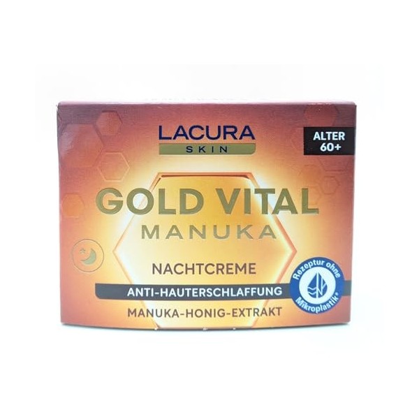 Skin Gold Vital - Extrait de miel de Manuka - Crème de nuit - 50 ml - Anti-relâchement de la peau - Âge 60 ans