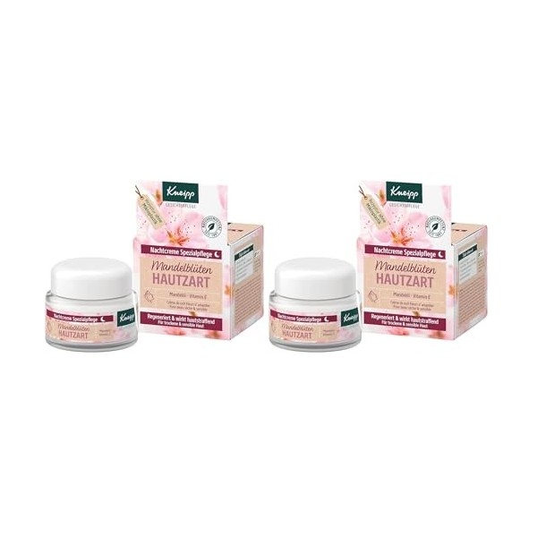 Kneipp - Crème de nuit à la fleur damande pour une peau douce - 50 ml Lot de 2 Crème Jour et Nuit