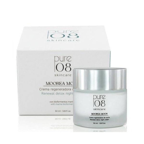Crème de nuit régénérante pour le visage Moorea Moon de 08PURE Skincare, aux bioferments marins et au NovoRetin, pour tous ty