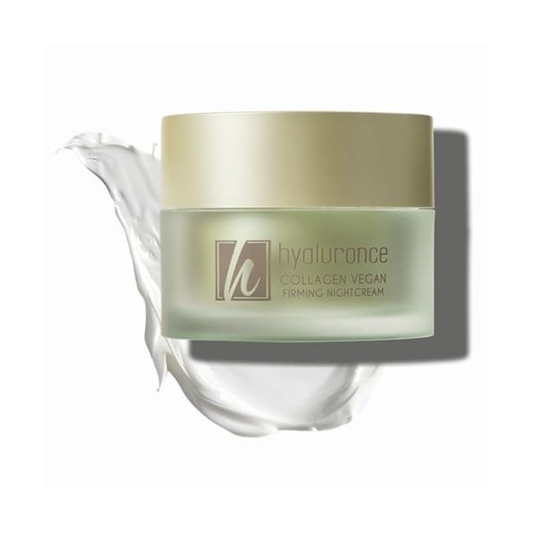 hyaluronce Crème de nuit au collagène végétalien - Crème de nuit régénérante pour visage et cou - Hydrate intensément et peau
