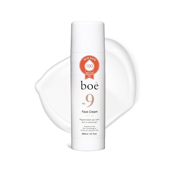 Boë No.8 Crème visage – Hydratant léger quotidien, lisse, adoucit & protège contre lumière bleue & UV, longue tenue, sans par...
