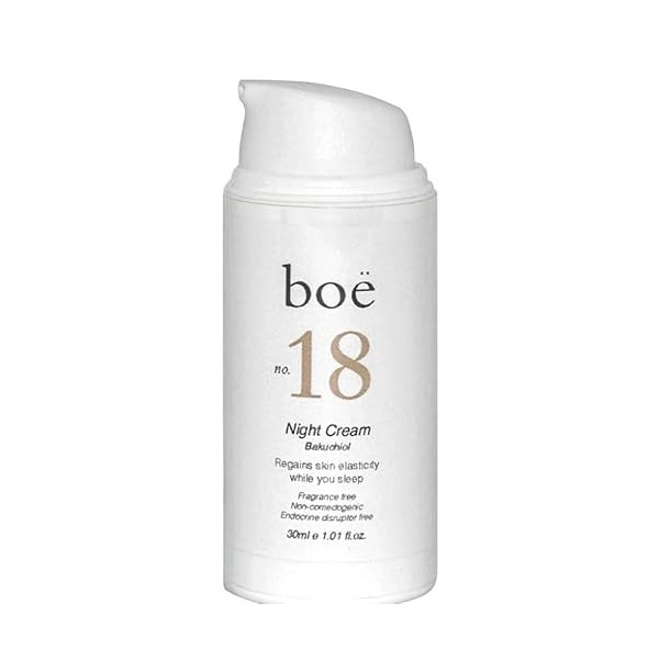 Boë N°18 Crème de nuit au bakuchiol - Vitamine E, beurre de karité, anti-âge et lissage de la peau - Pour tous les types de p
